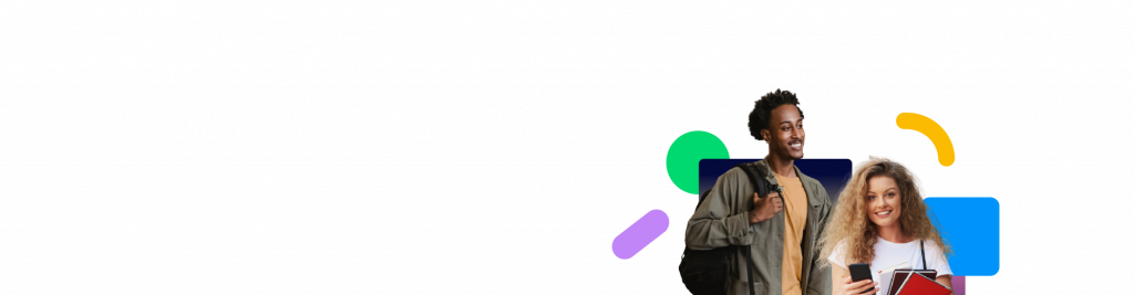 male and female in front of the eduNEXT logo